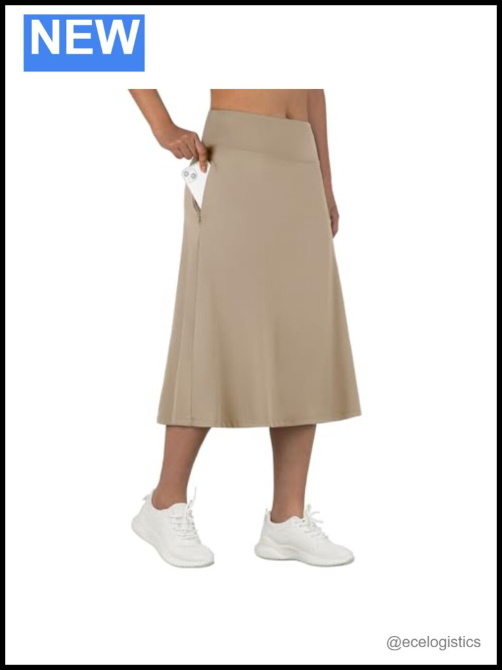 Women's Mid-Length Skort with Pockets High Waist Athletic Tennis Skirt 28 Inch